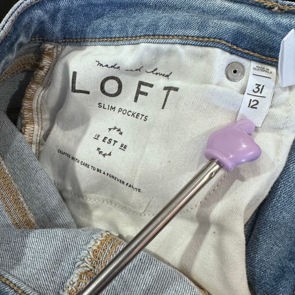 Ann Taylor Loft Patchwork Button Distress Denim J… - image 7